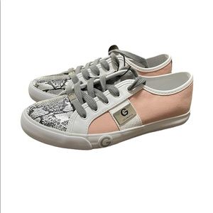 GBG Los Angeles Pink/white/snake print lace up shoes size 8